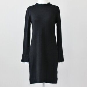Vince Camuto Black Sweater Ruffle Collar Knee-Length Preppy Cute Dress Small